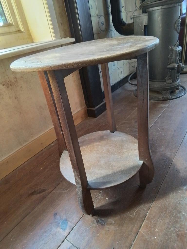 Vintage houten bijzettafel met ronde bladen, Ophalen