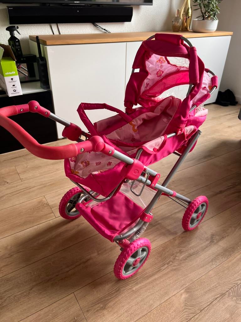 Roze poppenwagen, Ophalen of Verzenden, Zo goed als nieuw, Babypop