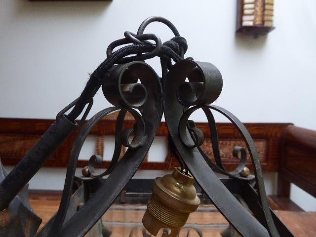 Smeedijzeren art deco lamp, hallamp, Antiek en Kunst, Ophalen of Verzenden
