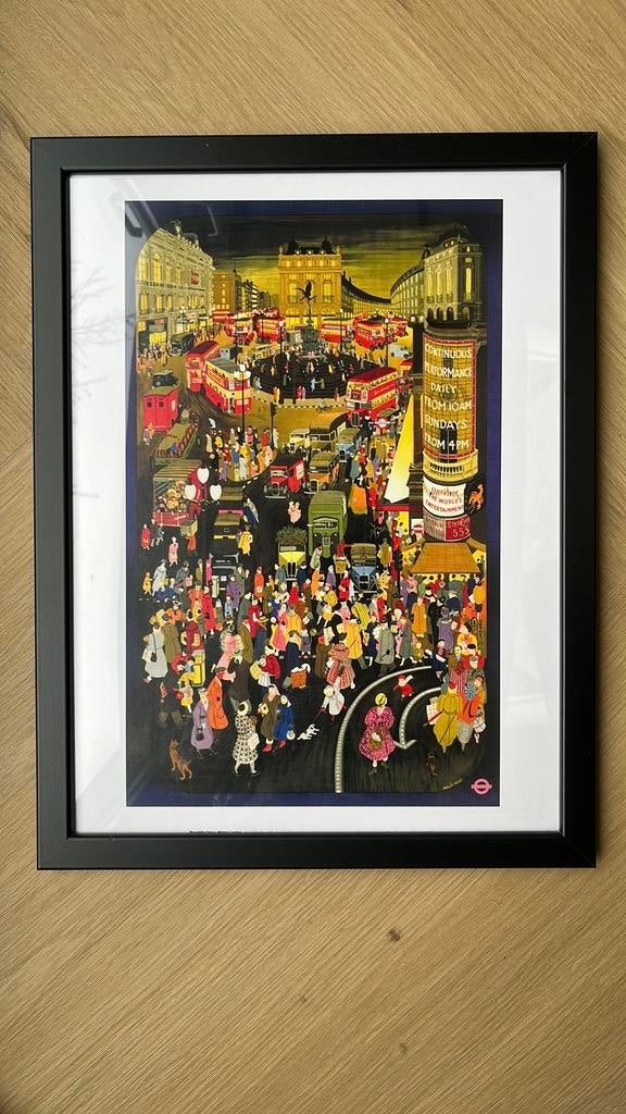 Piccadilly Circus Londen plaat te koop!, Verzamelen, Rechthoekig Staand, Met lijst, Ophalen of Verzenden, Zo goed als nieuw