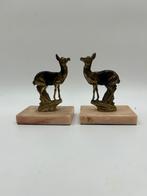 Art Deco Boekensteunen - Herten op Marmer - Gesigneerd TEDD, Antiek en Kunst, Ophalen of Verzenden