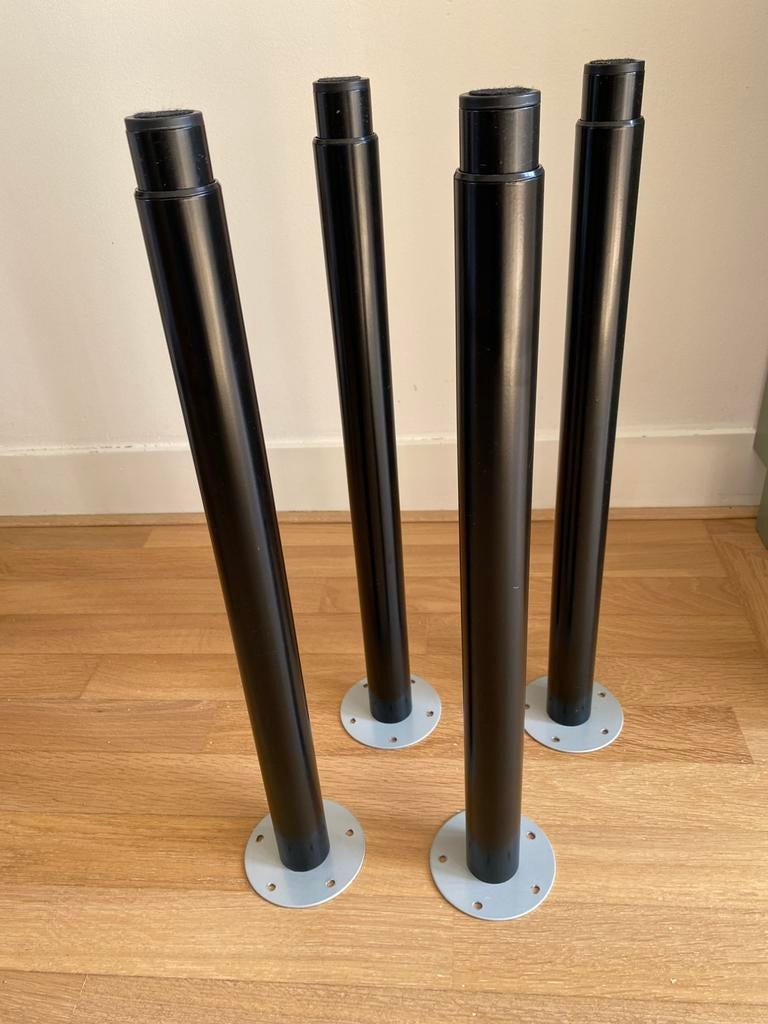Verstelbare tafelpoten zwart (Ikea), Huis en Inrichting, Tafelonderdelen, Zo goed als nieuw, 50 tot 100 cm, Rond, Kunststof, Ophalen
