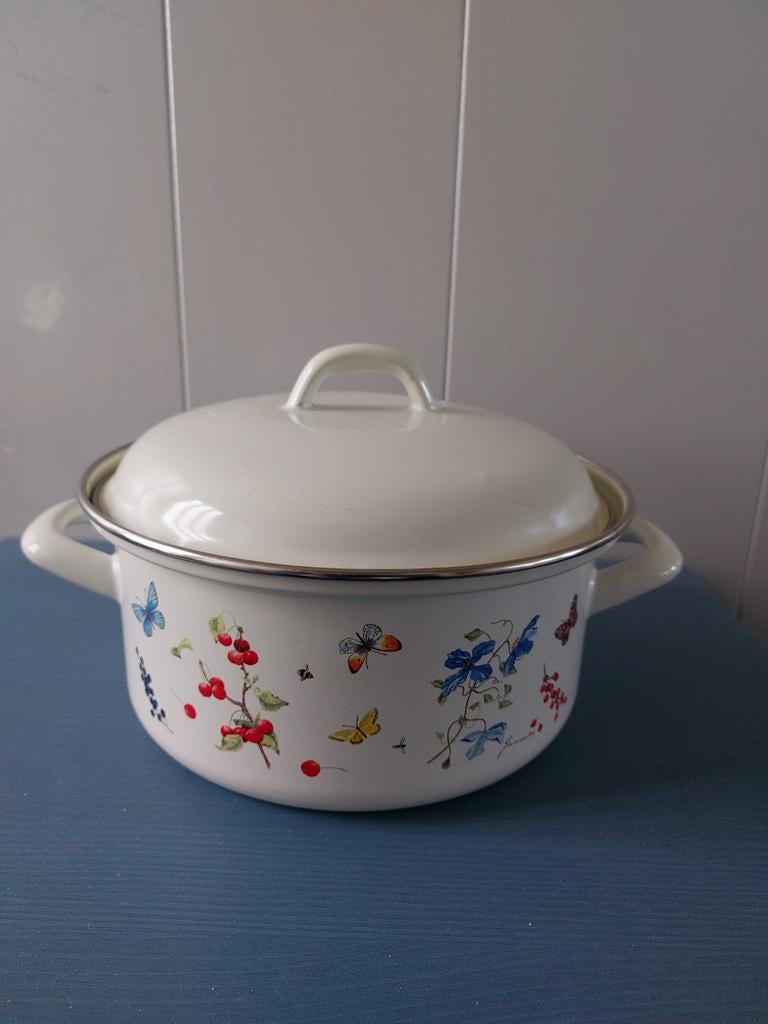 Vintage grote  emaille kookpan Janneke Brinkman, Ophalen of Verzenden, Zo goed als nieuw, Overige materialen, Kookpan of Snelkookpan