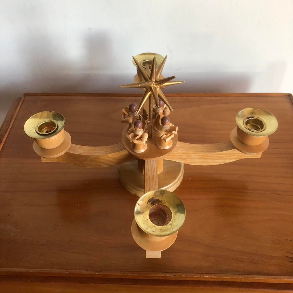 Erzgebirge volkskunst, kaarsenhouder., Ophalen of Verzenden