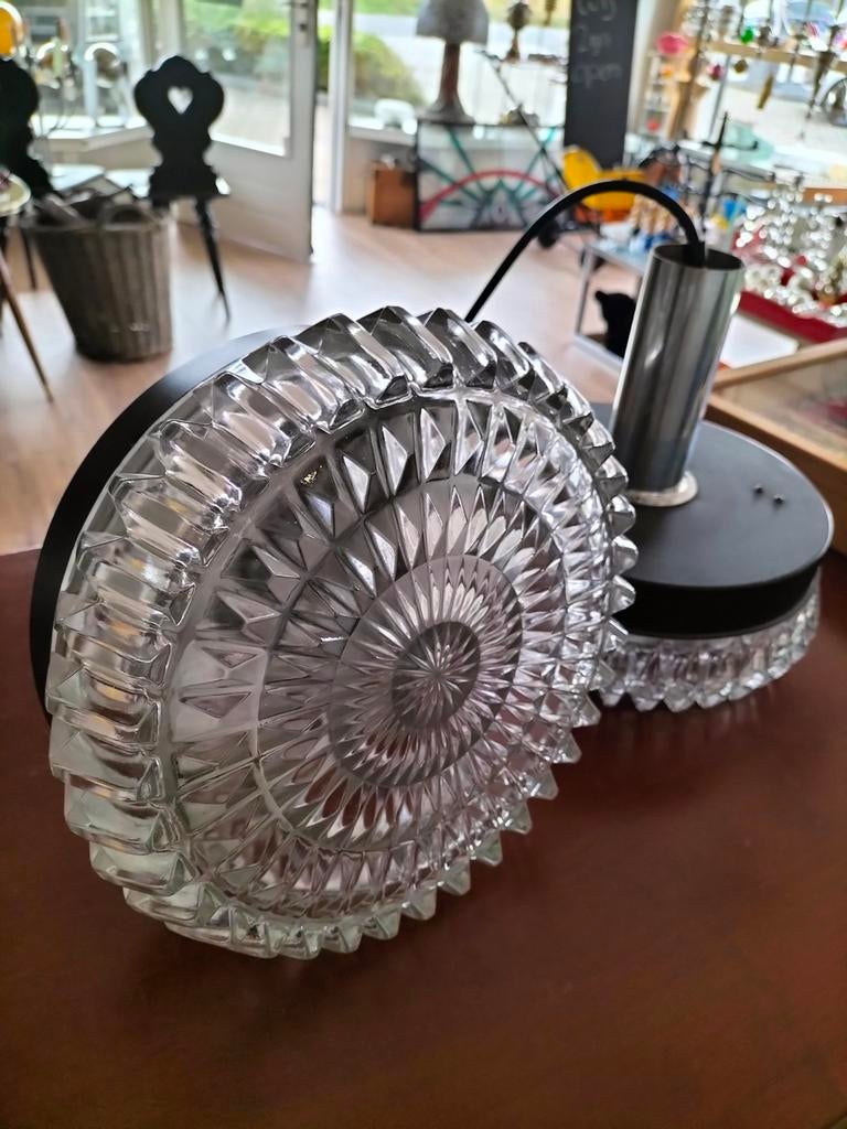 Vintage Space Age Glazen Plafondlampen Set, Ophalen of Verzenden