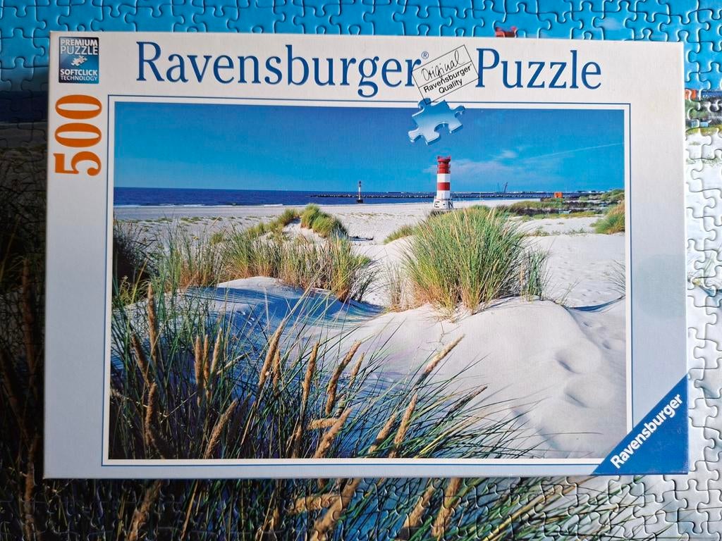 Ravensburger Puzzel 500 Stukjes - Strand met Vuurtoren, Ophalen of Verzenden, 500 t/m 1500 stukjes, Zo goed als nieuw, Legpuzzel