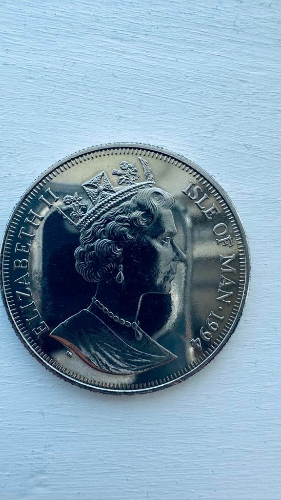 1 Kroon Isle of Man 1994 D-Day 50e Verjaardag MS-65, Postzegels en Munten, Ophalen of Verzenden, Overige landen, Losse munt
