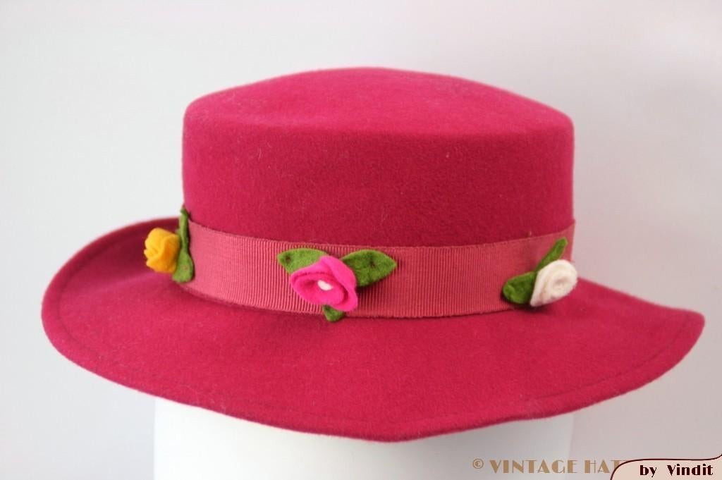 Vintage meisjes Dameshoed Benetton roze 52 gratis verzenden, Kinderen en Baby's, Kinderkleding | Petten en Hoeden, Gebruikt, Meisje