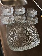 Glazen schaal met 6 kleine schaaltjes, Ophalen of Verzenden, Overige stijlen, Glas, Schaal of Schalen