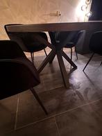 Ronde eettafel 120 cm zwart/bruin,modern onderstel,als nieuw, Ophalen, 100 tot 150 cm, Rond, Zo goed als nieuw