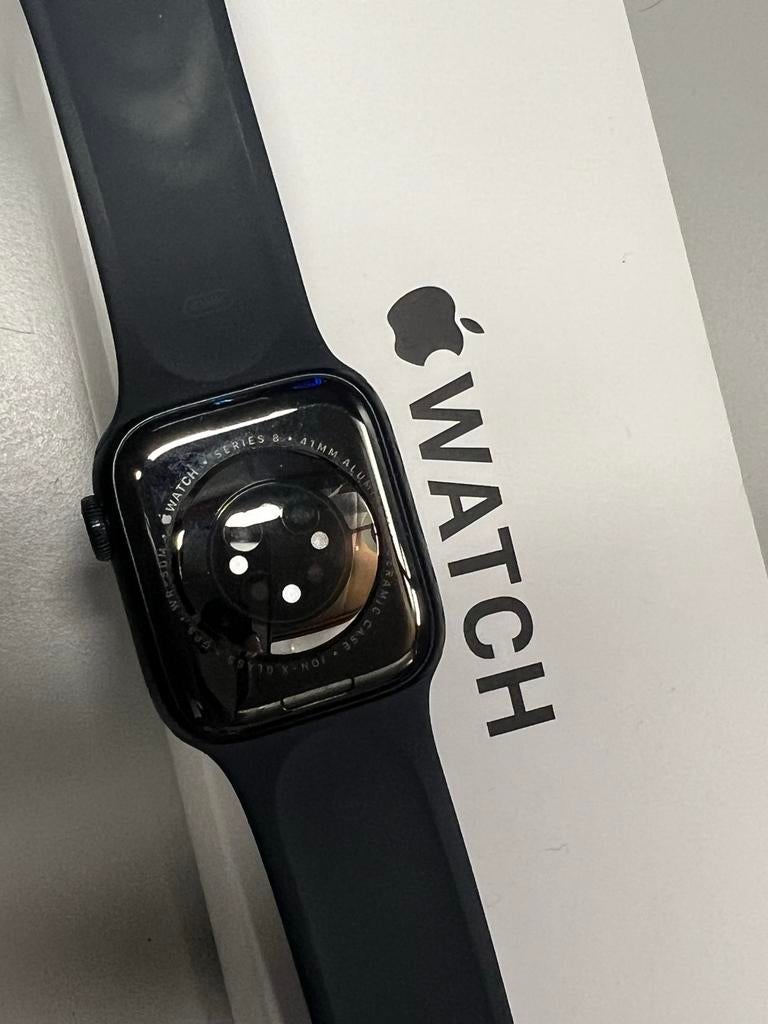 Apple Watch Series 8 41mm + Extra bandjes (99% batterij), Hartslag, Zwart, IOS, Ophalen of Verzenden