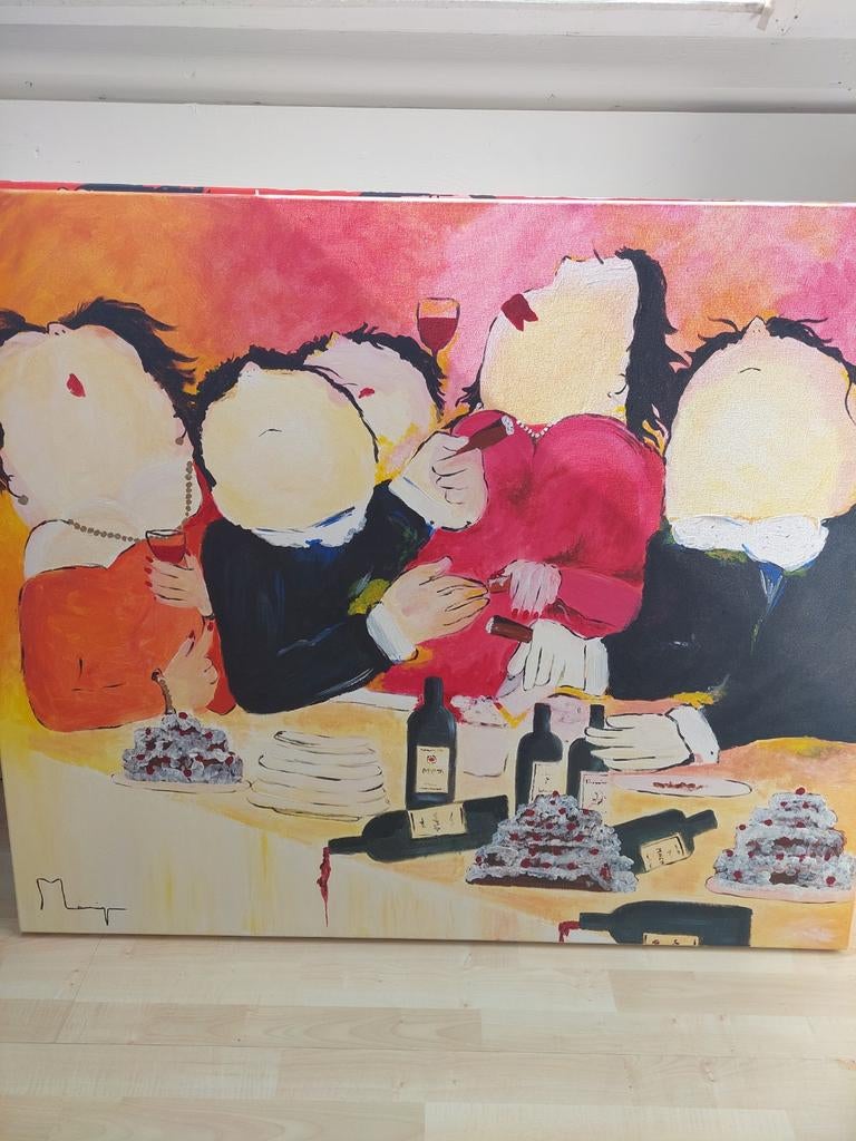 Vrolijk schilderij van de dikke dames, Antiek en Kunst, Kunst | Schilderijen | Modern, Ophalen