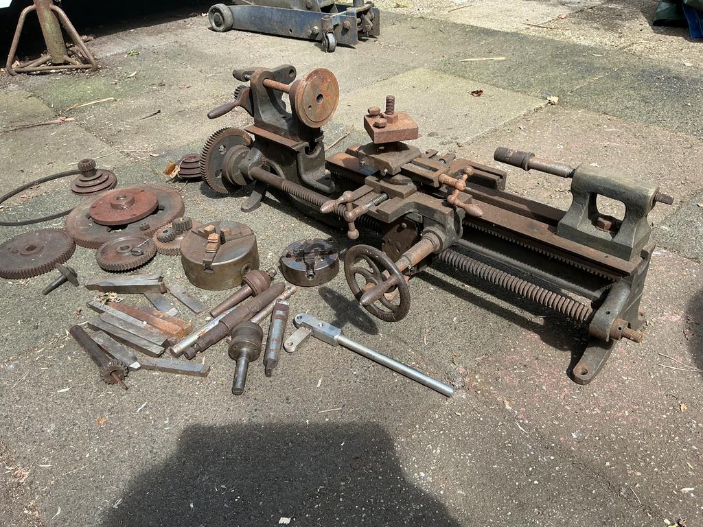 Draaibank,  oud , vorige eeuw,, Ophalen, Gebruikt, Metaaldraaibank