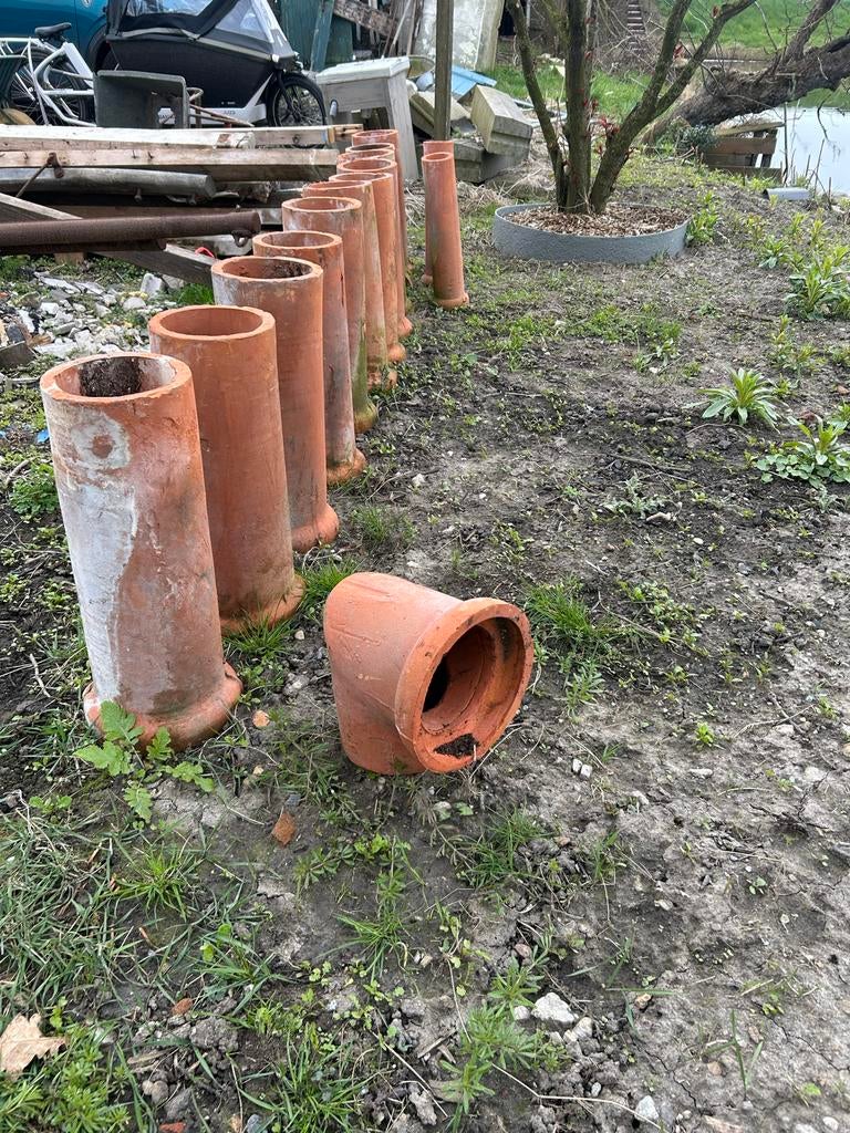 Gebruikte terracotta afvoerbuizen en bochten, Doe-het-zelf en Verbouw, Buizen en Afvoer, Ophalen, Gebruikt, Minder dan 2 meter