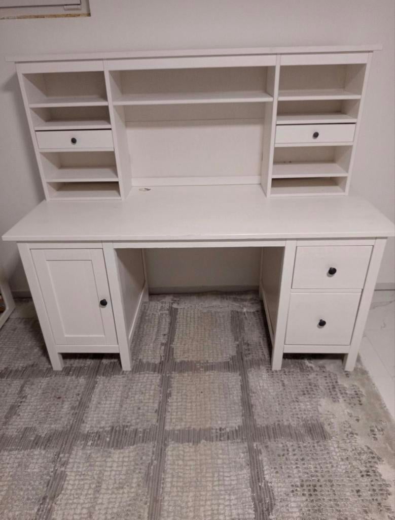 IKEA Hemnes Bureau met Opzetstuk - Wit, Ophalen, Gebruikt, Scandinavisch, IKEA