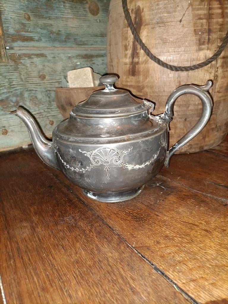 Metalen koffiepot theepot brocante koffie kan koffiekan, Ophalen of Verzenden