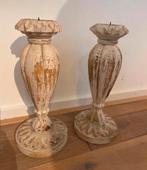 2 houten kandelaars van Sissy Boy, Gebruikt, 25 tot 50 cm, Ophalen of Verzenden, Crème