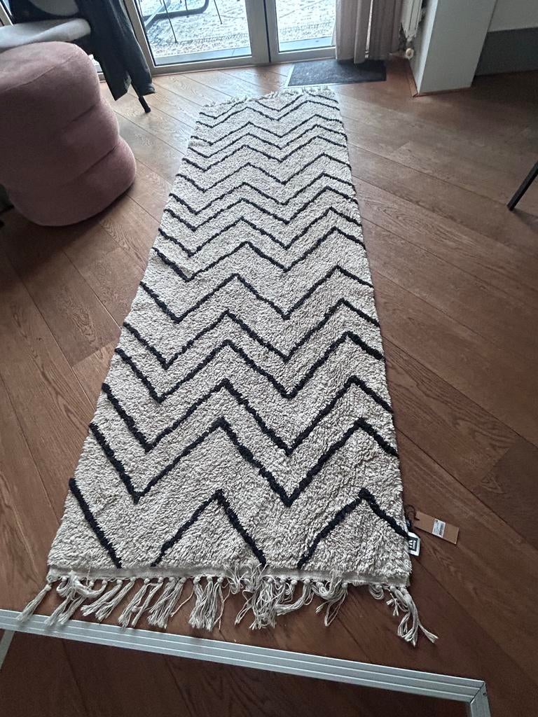 Nieuw HK living Vloerkleed Zigzag Runner 75x220 cm, Ophalen, 50 tot 100 cm, Crème, Rechthoekig