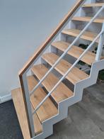 trap staal en hout, stalen trap, trap op maat, bordes trap, Doe-het-zelf en Verbouw, Ophalen, Nieuw, 2 tot 4 meter