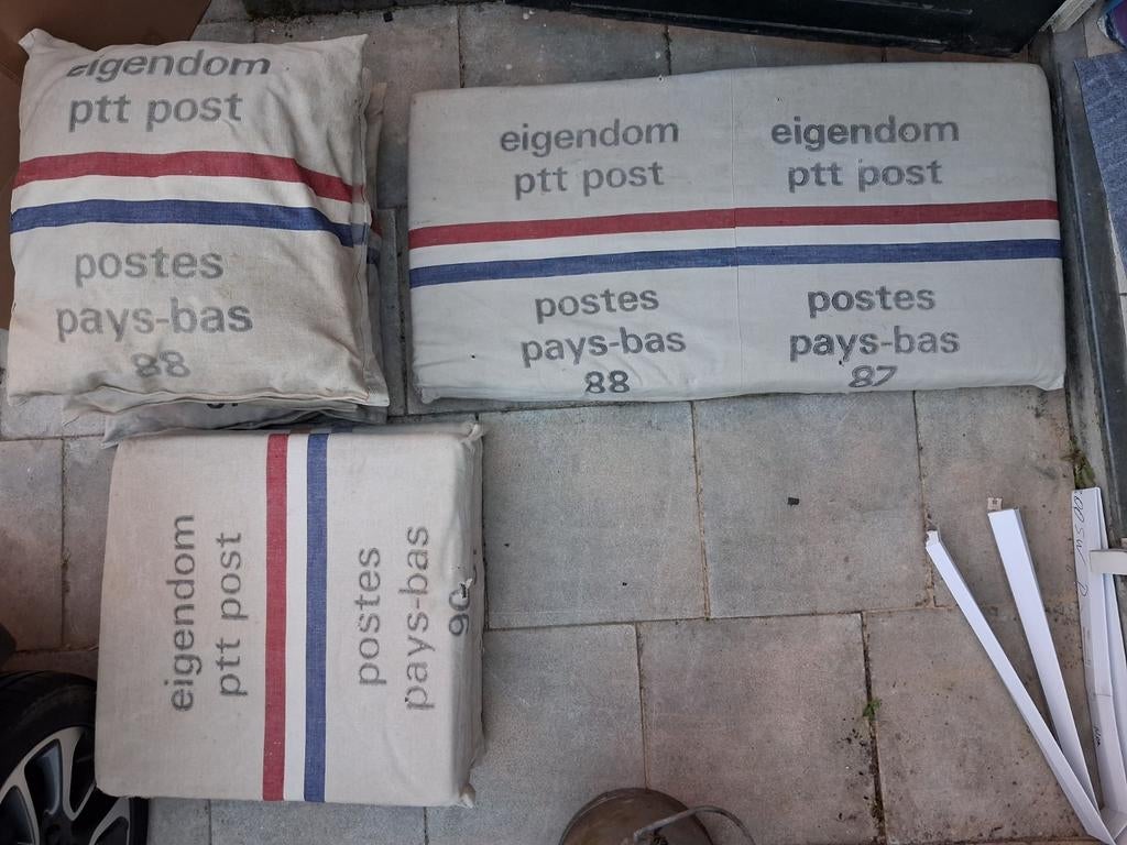 Vintage PTT Postzak Tuinkussens - Onverslijtbaar & Uniek, Ophalen, Gebruikt