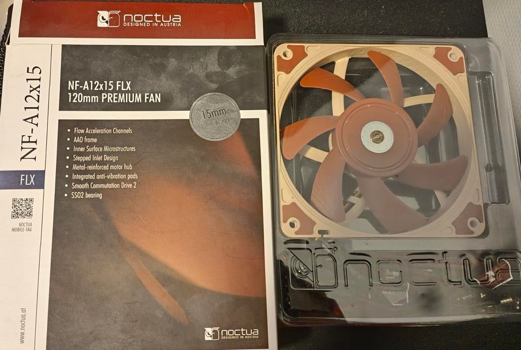 Noctua NF-A12x15-FLX, 120mm slim fan, Computers en Software, Computerkoelers, Ophalen of Verzenden, Gebruikt, Luchtkoeling