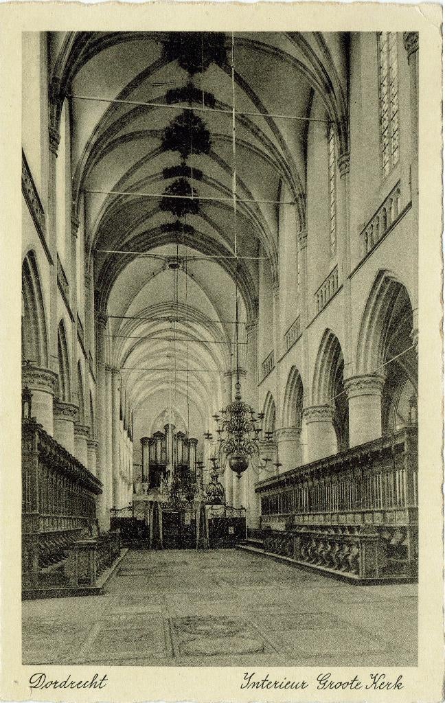 Dordrecht – Interieur Groote Kerk., Ophalen of Verzenden, 1920 tot 1940, Ongelopen, Zuid-Holland