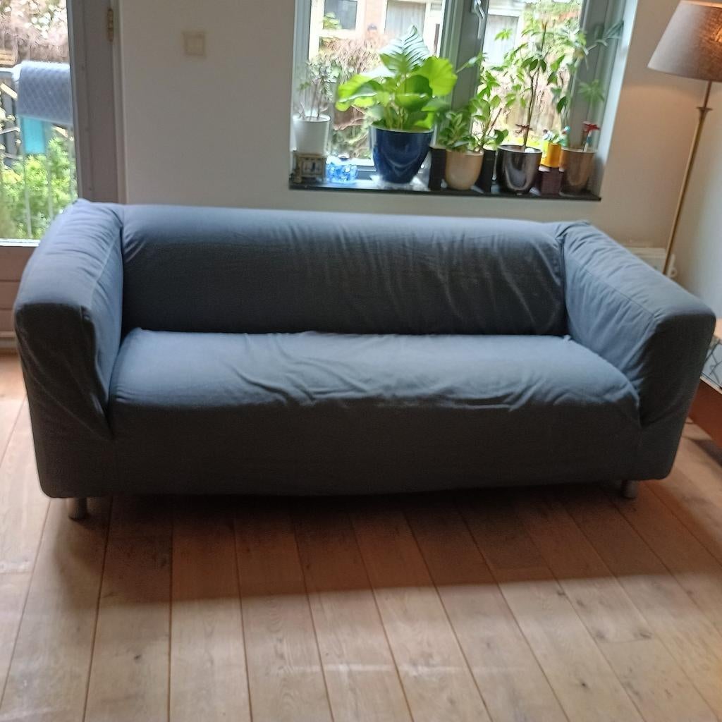 Bank IKEA klippan met grijze hoes, Huis en Inrichting, Banken | Bankstellen, Ophalen, Gebruikt, 150 tot 200 cm, Tweepersoons