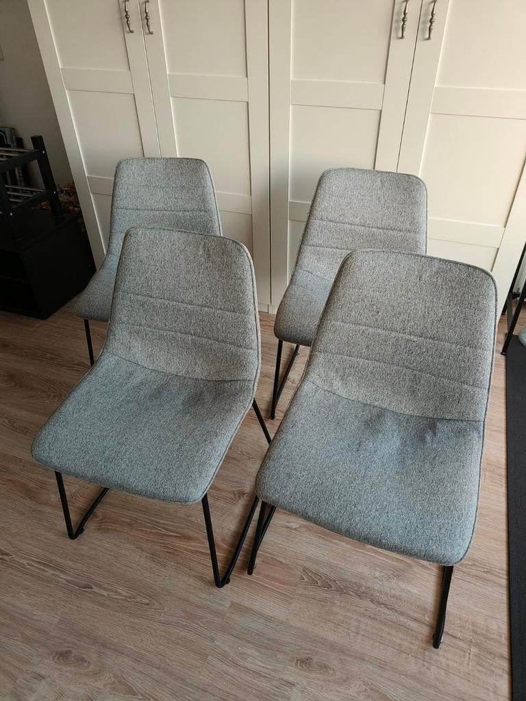 Eetkamerstoelen grijs stof, Huis en Inrichting, Stoelen, Ophalen, Gebruikt, Stof, Vier
