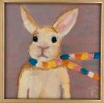 Konijntje met sjaal in lijst, Ophalen of Verzenden