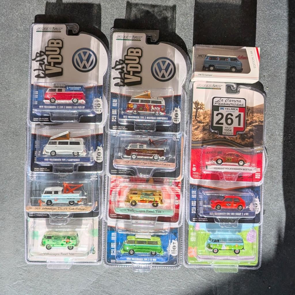 Volkswagen 1:64 modellen: T1, T2, T3, Kever, Golf, Ophalen of Verzenden, Zo goed als nieuw, Auto