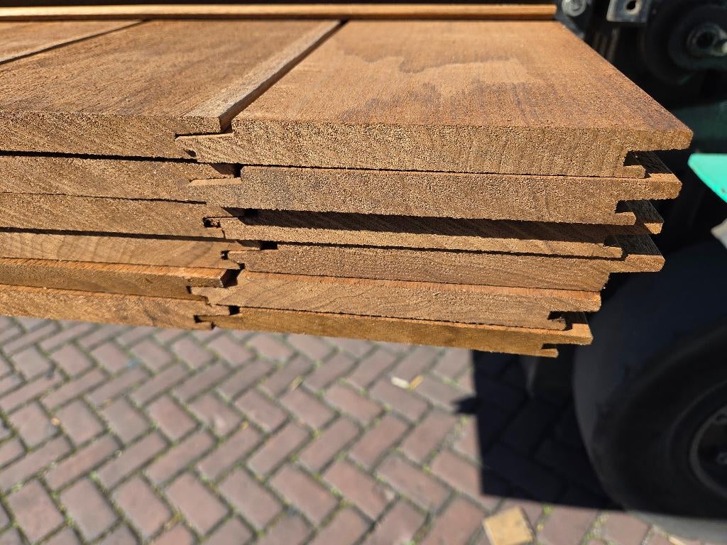 16.9 m2 Hardhout Rabat  - Fijnbezaagd - nr: HP54, Ophalen, Planken, Nieuw, Hardhout
