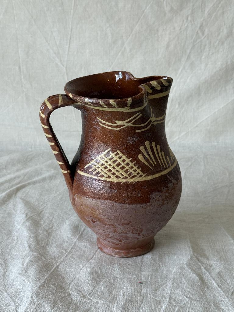 Mediterrane Terra Waterkan / Handbeschilderde Kruik, Antiek en Kunst, Antiek | Keramiek en Aardewerk, Ophalen of Verzenden