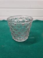 -	bloempot van roze glas bewerkt, Ophalen of Verzenden, 'T Olde Gre-j, Info@toldegrej.nl, Endepoelstraat 20f Didam