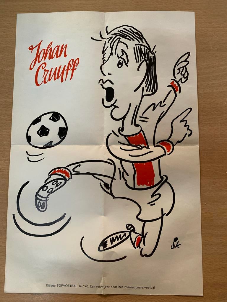 Johan Cruijff TOPVOETBAL '69/'70 Bijlage, Verzamelen, Ophalen, Gebruikt, Ajax, Poster, Plaatje of Sticker