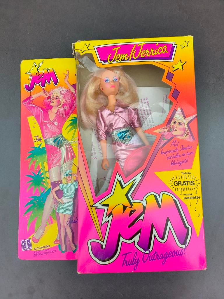 Jem Jerrica Truly Outrageous! Vintage pop met accessoires, Verzamelen, Poppen, Gebruikt, Pop, Ophalen