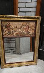 Spiegel met Gobelin Wandtapijt - The Royal Hunt, Antiek en Kunst, Antiek | Spiegels, Ophalen of Verzenden, Rechthoekig, 50 tot 100 cm