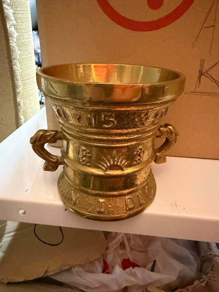 Antieke bronzen vijzel, zonder stamper, Ophalen of Verzenden