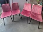 Fluweel roze velvet eetkamerstoelen, Huis en Inrichting, Stoelen, Ophalen, Overige kleuren, Zo goed als nieuw, Vier