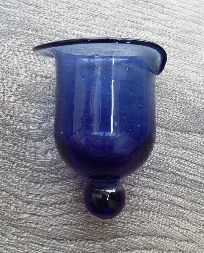 Om 1750-1850 Blauw Glas Vogel Drinkbakje Voerbakje Voederbak, Ophalen of Verzenden
