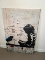 Canvas Banksy whow! Meisje kraai €15,- afhaal, Ophalen