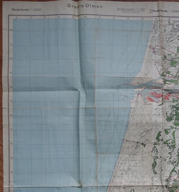 Niederlande 1:25 000 Groote Olmen + Spaarndam Sonderau.1940, Verzamelen, Militaria | Tweede Wereldoorlog, Landmacht, Overige typen