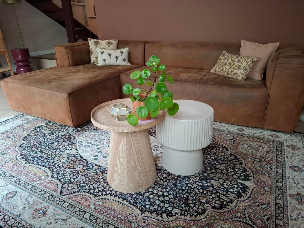 Hoekbank cognac, Huis en Inrichting, Banken | Bankstellen, Ophalen, Overige materialen, 250 tot 300 cm, Gebruikt