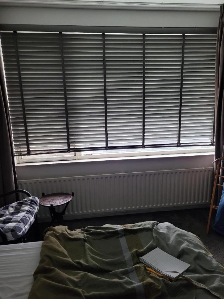 Jaloezie / luxaflex, Huis en Inrichting, Stoffering | Gordijnen en Lamellen, Gebruikt, 100 tot 150 cm, 200 cm of meer, Bruin, Ophalen