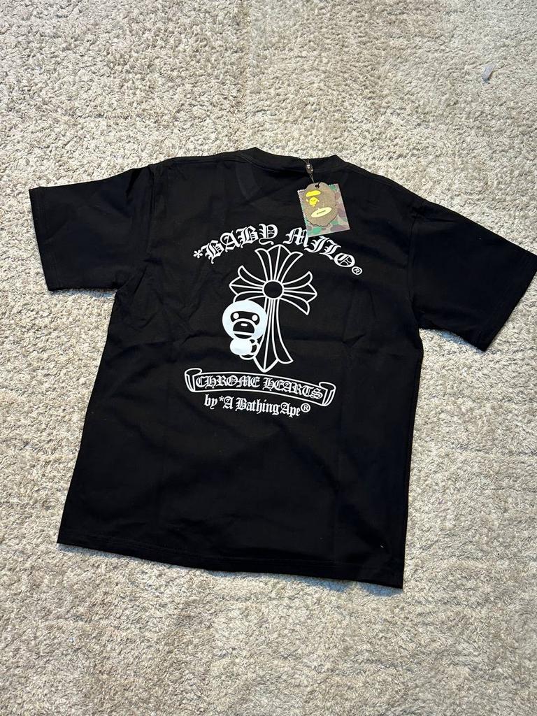 BAPE x Chrome Hearts T-shirt Zwart, Kleding | Dames, T-shirts, Maat 38/40 (M), Zwart, Nieuw, Ophalen of Verzenden