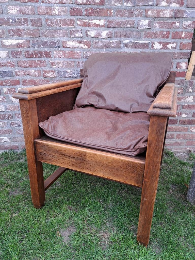 Vintage Eiken Fauteuil - Amsterdamse School Stijl, Antiek en Kunst, Ophalen