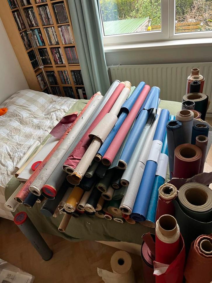 Grote partij boekbinderslinnen in diverse kleuren en maten, Hobby en Vrije tijd, Cursusmateriaal, Gebruikt, Meerdere media, Ophalen