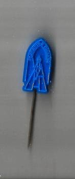 plastic religie speldje Plechtige Omgang, Ophalen of Verzenden, Gebruikt, Overige onderwerpen, Speldje of Pin