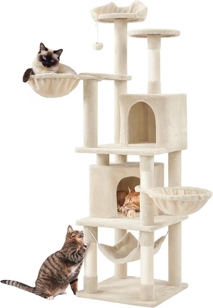 Yaheetech krabpaal 175cm hoog beige, Dieren en Toebehoren, Ophalen of Verzenden, Krabpaal, Zo goed als nieuw