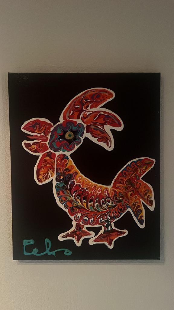 Peko haan schilderij zwart, Antiek en Kunst, Kunst | Schilderijen | Modern, Ophalen