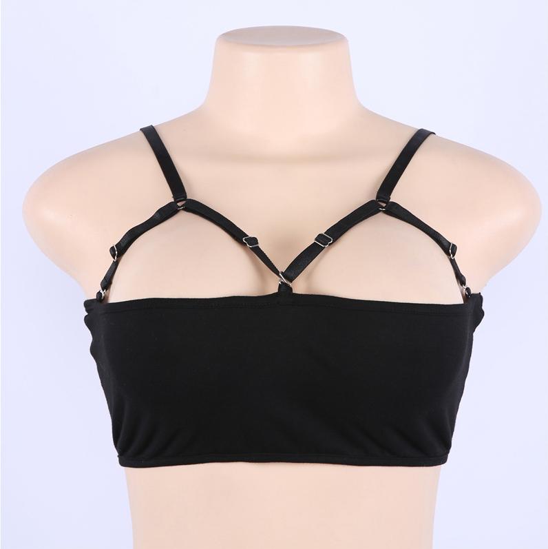 Zwarte tank top dames sexy crop topje harnas halve cup, Maat 38/40 (M), Verzenden, Zwart, Nieuw
